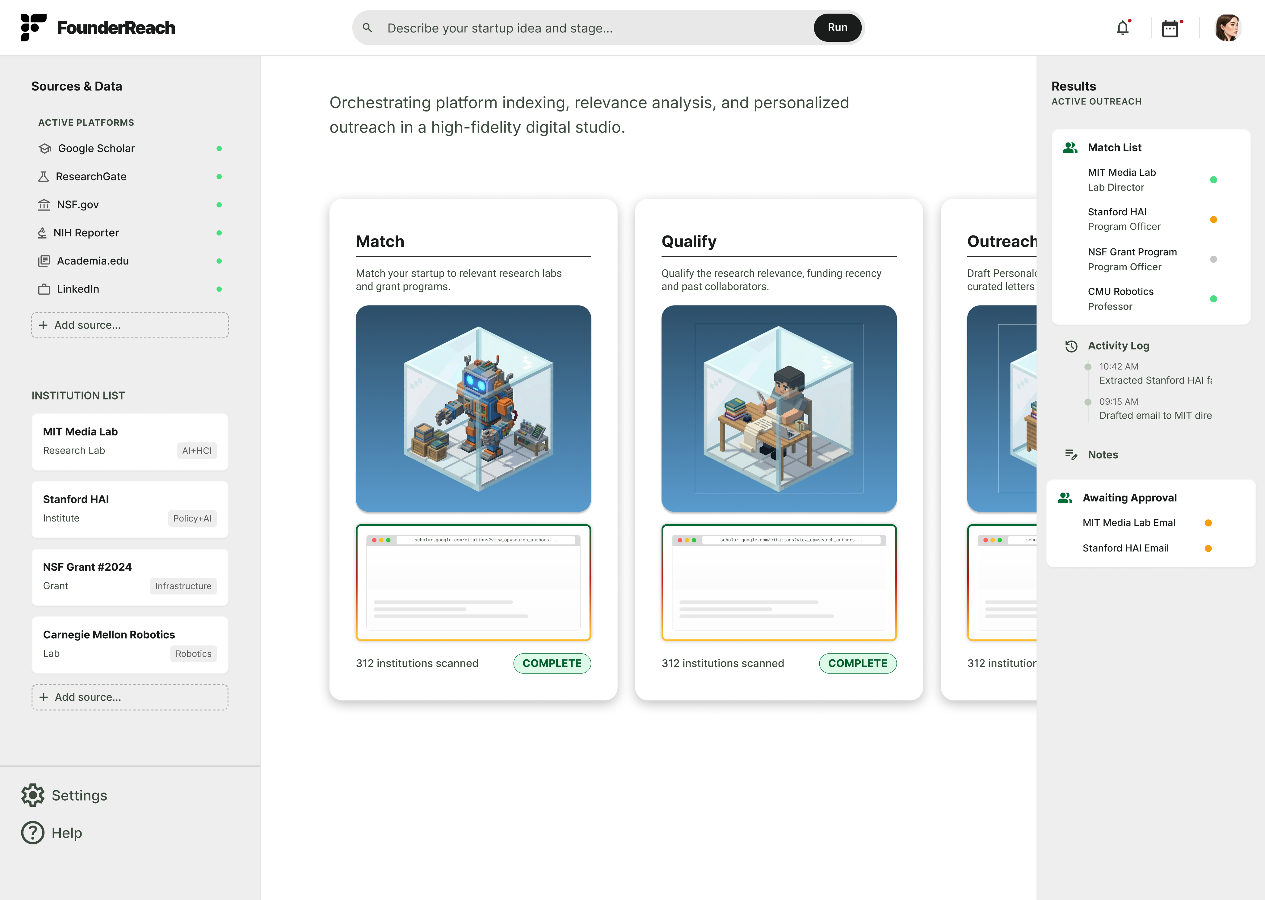 FounderReach dashboard preview